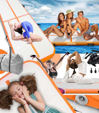 AIRTRACK 3 M ORANŽOVÁ AKROBATICKÁ DRÁHA GYMNASTICKÁ PODLOŽKA NAFUKOVACÍ MATRAC SILNÁ PUMP VAK NA POTREBOVANIE ZÁBAVKA PRE DETI DOSPELÝCH