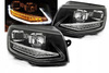 Vw T6 15- čierna trubica led drl dts svetlomety