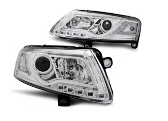 Svetlá Nové Audi A6 C6 04-08 Xenónová trubica Chrome Drl