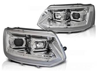 Predné svetlomety nové VW T5 10-15 LED TUBE CHROME T6 LOOK DRL LIFT