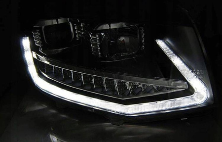 Vw T6 15- čierna trubica led drl dts svetlomety