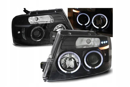Svetlomety Ford F150 mk 11 04-08 angel eyes čierne