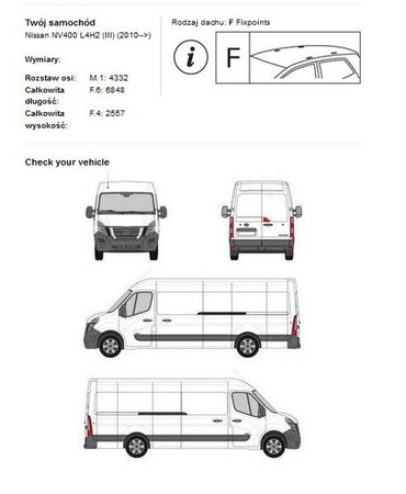 Strešná platforma pre batožinu Nissan NV400 L4H2