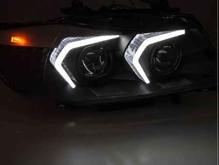 XENON LED svetlomety čierne pre BMW E90/E91 LCI