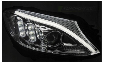 Chrómové LED svetlomety pre Mercedes w205 14-18