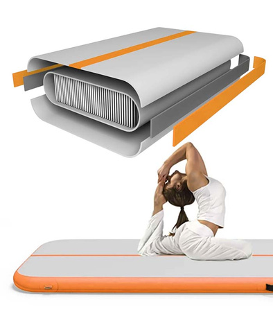 AIRTRACK 3 M ORANŽOVÁ AKROBATICKÁ DRÁHA GYMNASTICKÁ PODLOŽKA NAFUKOVACÍ MATRAC SILNÁ PUMP VAK NA POTREBOVANIE ZÁBAVKA PRE DETI DOSPELÝCH