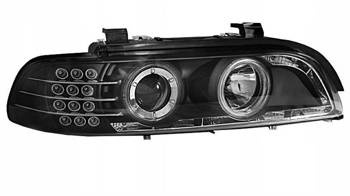 BMW E39 ČIERNE LED svetlomety + krúžky