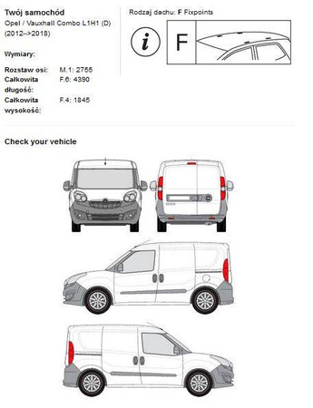 Špeciálny strešný nosič pre Opel Combo 2012 -&gt