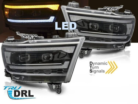 Svetlomety full LED čierne pre Dodge Ram 19-22