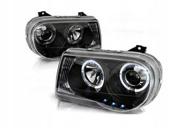 Svetlomety Chrysler 300c 05- šošovky ringi čierne