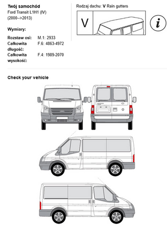 Strešný nosič Ford Transit L1H1 2000-2013r