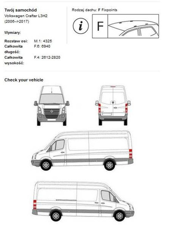 Nosič strešnej plošiny Volkswagen Crafter L3H2