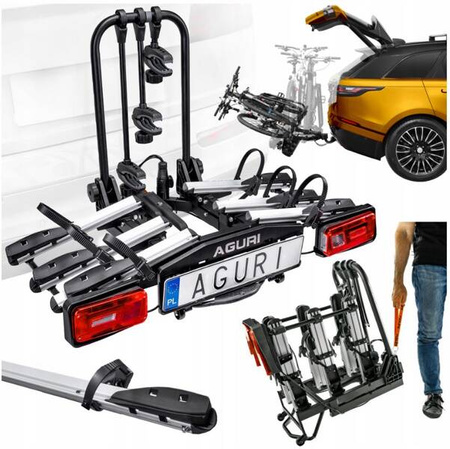 Aguri Krab nosič bicyklov s háčikom, sklopný a skladací, pre 3 bicykle |