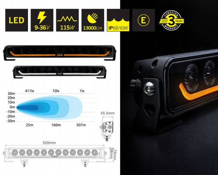 LED BAR pracovná lampa halogénová STRANDS DARK KNIGHT IDENTITY 20" 13000lm 120W