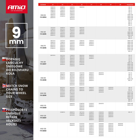 Snehové reťaze Ö-Norm 9 mm + BAG KNS-60