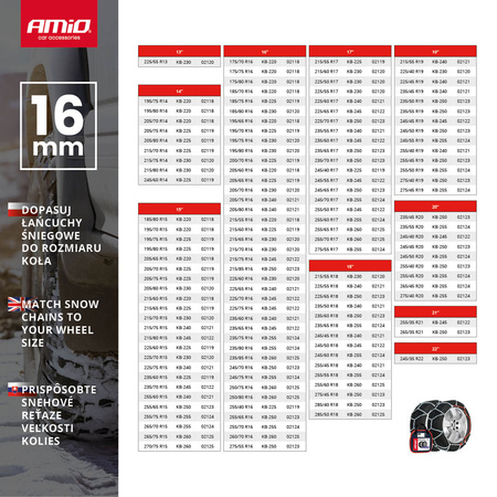 Snehové reťaze 16 mm 4x4 KB-230