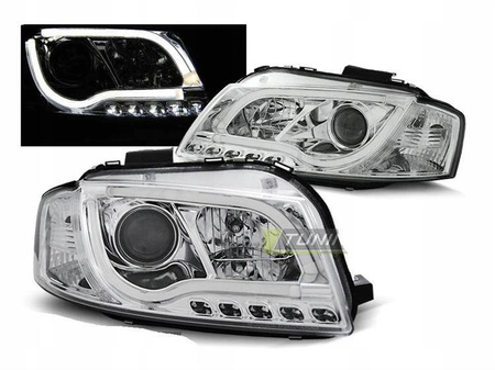 Svetlomety Audi A3 8p 03-08 led trubice chróm