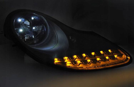 Čierne matné LED svetlomety PORSCHE BOXSTER 911 996