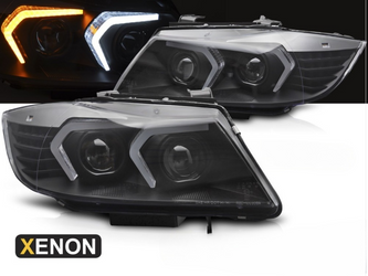 XENON LED svetlomety čierne pre BMW E90/E91 LCI